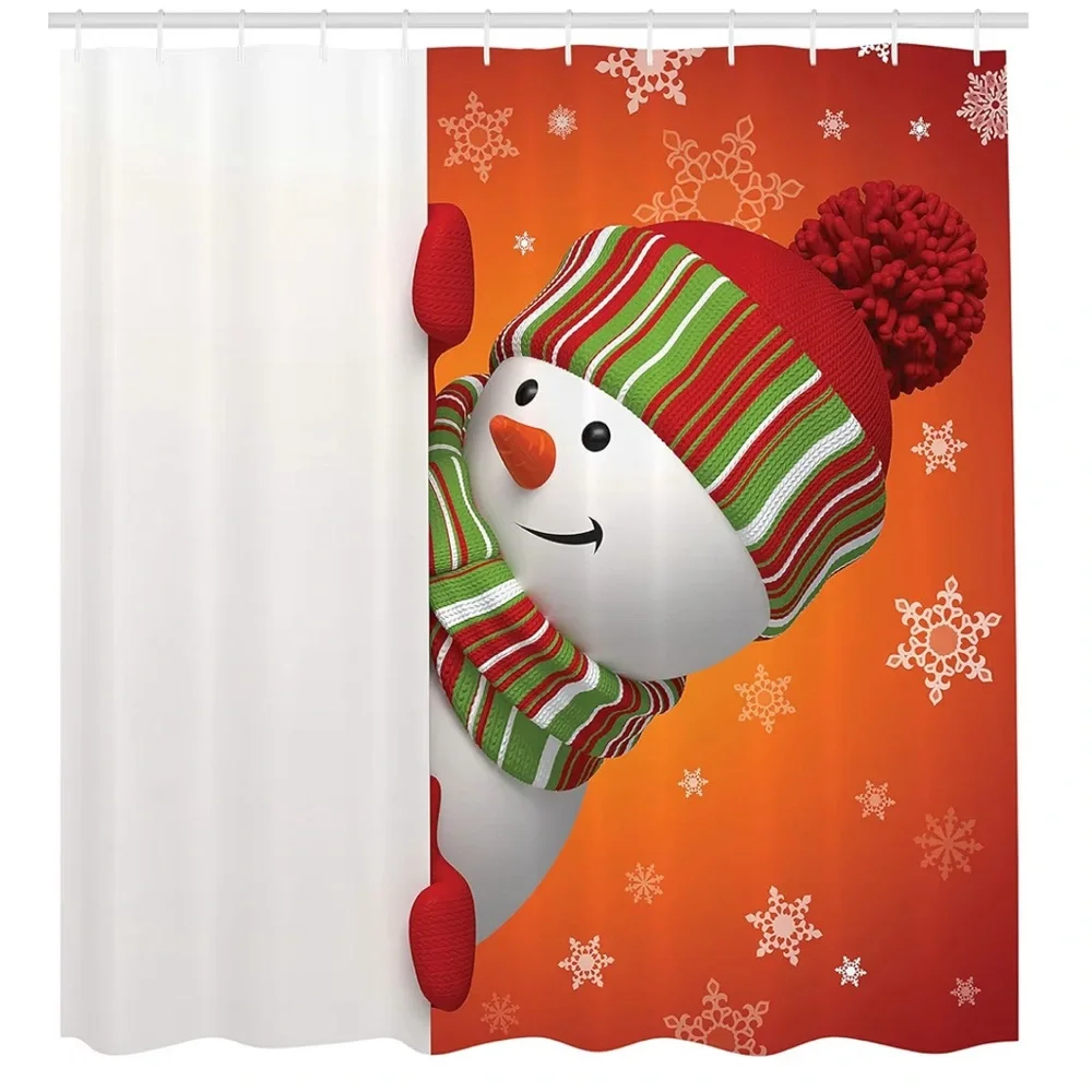 Snowman Hat & Scarf Christmas Shower Curtain,69 x 70,